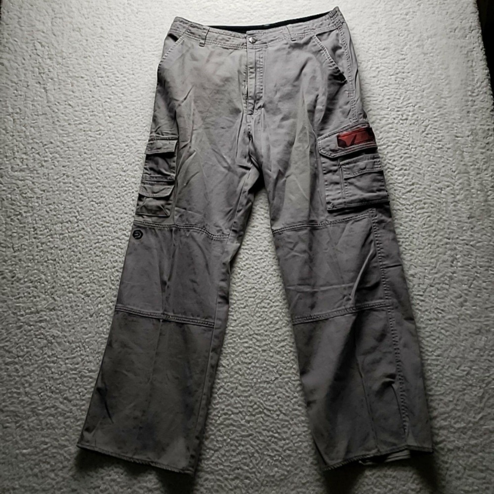 OP Cargo Pants Mens 36x29 Gray Ramie Cotton Relaxed Fit Utility Pockets Casual